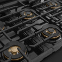 ZLINE Autograph Edition 48 in. 6.7 cu. ft. Marino Gas Range with 8 Burner DuoPro™ Cooktop and Dual Ovens in Black Stainless Steel and Polished Gold Accents (PMGRBZ-48-G)
