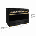ZLINE Autograph Edition 48 in. 6.7 cu. ft. Marino Gas Range with 8 Burner DuoPro™ Cooktop and Dual Ovens in Black Stainless Steel and Polished Gold Accents (PMGRBZ-48-G)