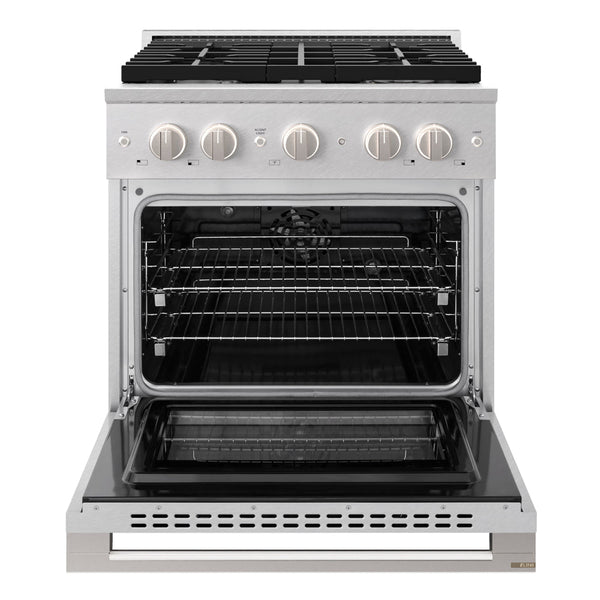 ZLINE 30 in. 4.2 cu. ft. Marino Dual Fuel Range with Gas Cooktop and Electric Convection Oven in Satin Stainless Steel with 4 Brass Burners (MDRS-BR-30)