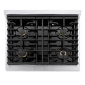 ZLINE 30 in. 4.2 cu. ft. Marino Dual Fuel Range with Gas Cooktop and Electric Convection Oven in Satin Stainless Steel with 4 Brass Burners (MDRS-BR-30)