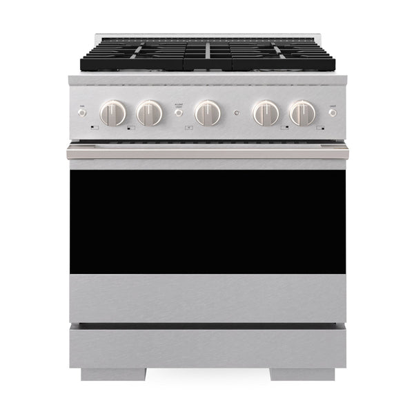 ZLINE 30 in. 4.2 cu. ft. Marino Dual Fuel Range with 4 Burner Gas Cooktop and Electric Convection Oven in Satin Stainless Steel (MDRS-30)