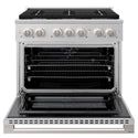 ZLINE 36 in. 5.2 cu. ft. Marino Dual Fuel Range with 6 Burner Gas Cooktop and Electric Convection Oven in Satin Stainless Steel (MDRS-36)