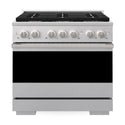 ZLINE 36 in. 5.2 cu. ft. Marino Dual Fuel Range with 6 Burner Gas Cooktop and Electric Convection Oven in Satin Stainless Steel (MDRS-36)