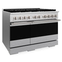 ZLINE 48 in. 6.7 cu. ft. Marino Double Oven Dual Fuel Range with 8 Burner Gas Cooktop in Satin Stainless Steel (MDRS-48)