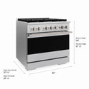 ZLINE 36 in. 5.2 cu. ft. Marino Dual Fuel Range with Gas Cooktop and Electric Convection Oven in Satin Stainless Steel with 6 Brass Burners (MDRS-BR-36)