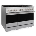 ZLINE 48 in. 6.7 cu. ft. Marino Double Oven Dual Fuel Range in Satin Stainless Steel with 8 Brass Burners (MDRS-BR-48)