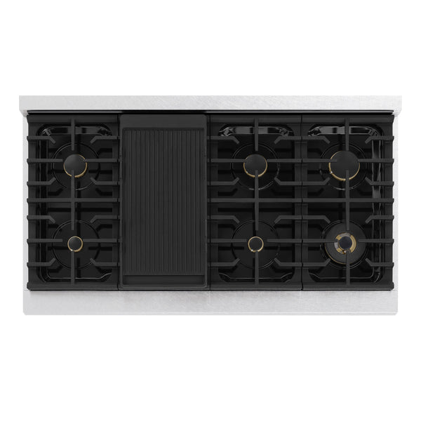 ZLINE 48 in. 6.7 cu. ft. Marino Double Oven Dual Fuel Range in Satin Stainless Steel with 8 Brass Burners (MDRS-BR-48)
