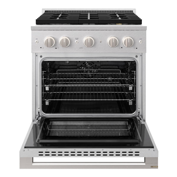 ZLINE 30 in. 4.2 cu. ft. Marino Dual Fuel Range with 4 Burner DuoPro™ Cooktop and Electric Convection Oven in Satin Stainless Steel (PMDRS-30)