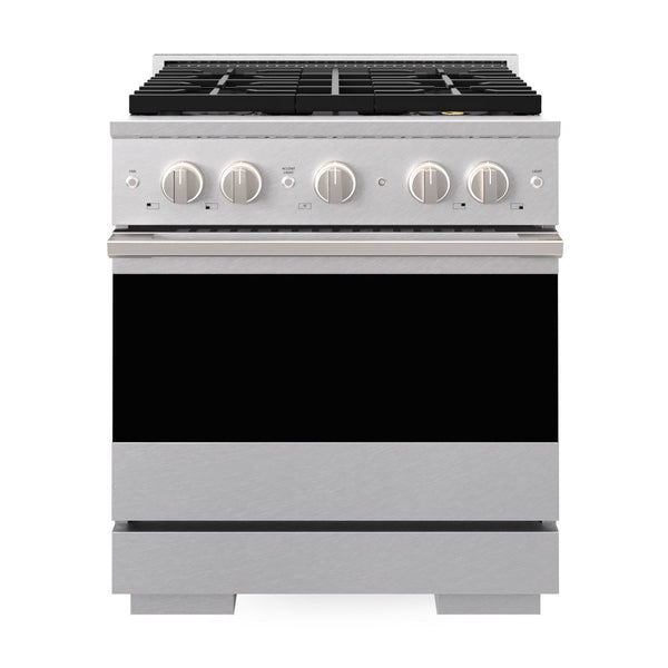 ZLINE 30 in. 4.2 cu. ft. Marino Dual Fuel Range with 4 Burner DuoPro™ Cooktop and Electric Convection Oven in Satin Stainless Steel (PMDRS-30)
