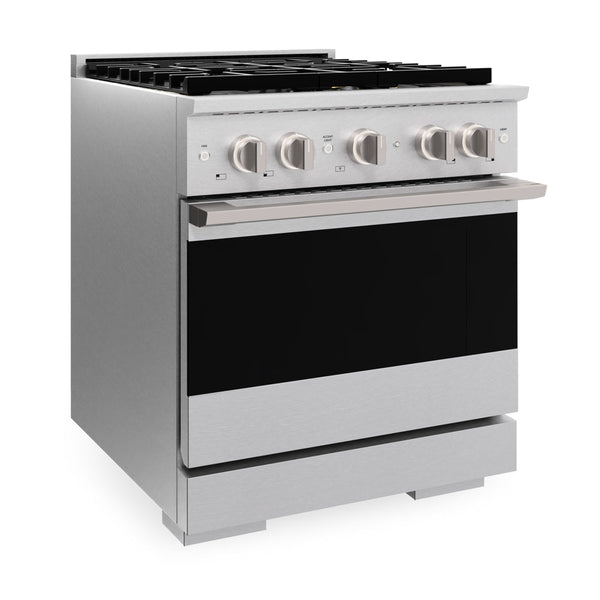 ZLINE 30 in. 4.2 cu. ft. Marino Dual Fuel Range with 4 Burner DuoPro™ Cooktop and Electric Convection Oven in Satin Stainless Steel (PMDRS-30)