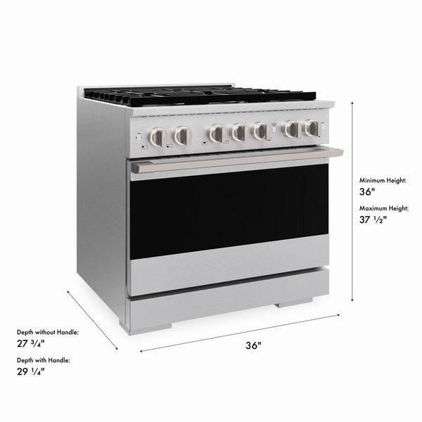 ZLINE 36 in. 5.2 cu. ft. Marino Dual Fuel Range with 6 Burner DuoPro™ Cooktop and Electric Convection Oven in Satin Stainless Steel (PMDRS-36)