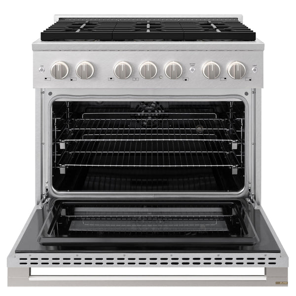 ZLINE 36 in. 5.2 cu. ft. Marino Dual Fuel Range with 6 Burner DuoPro™ Cooktop and Electric Convection Oven in Satin Stainless Steel (PMDRS-36)