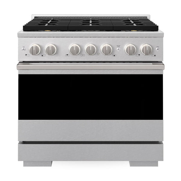 ZLINE 36 in. 5.2 cu. ft. Marino Dual Fuel Range with 6 Burner DuoPro™ Cooktop and Electric Convection Oven in Satin Stainless Steel (PMDRS-36)