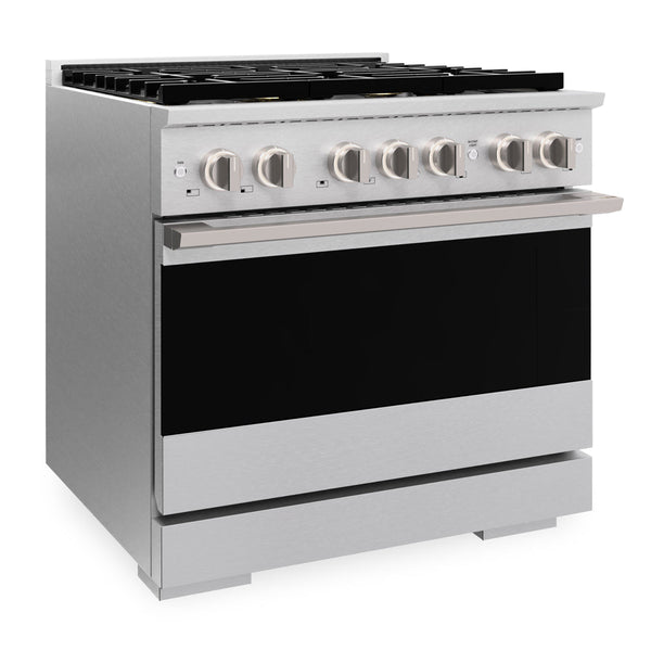 ZLINE 36 in. 5.2 cu. ft. Marino Dual Fuel Range with 6 Burner DuoPro™ Cooktop and Electric Convection Oven in Satin Stainless Steel (PMDRS-36)