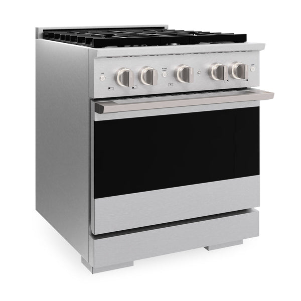 ZLINE 30 in. 4.2 cu. ft. Marino Gas Range with 4 Burner Cooktop and Convection Gas Oven in Satin Stainless Steel (MGRS-30)