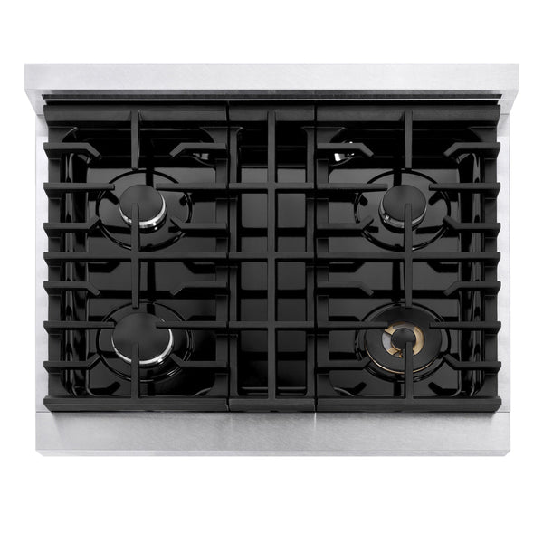 ZLINE 30 in. 4.2 cu. ft. Marino Gas Range with 4 Burner Cooktop and Convection Gas Oven in Satin Stainless Steel (MGRS-30)