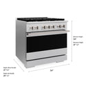 ZLINE 36 in. 5.2 cu. ft. Marino Gas Range with 6 Burner Cooktop and Convection Gas Oven in Satin Stainless Steel (MGRS-36)