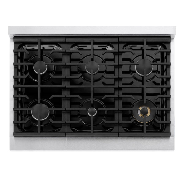 ZLINE 36 in. 5.2 cu. ft. Marino Gas Range with 6 Burner Cooktop and Convection Gas Oven in Satin Stainless Steel (MGRS-36)