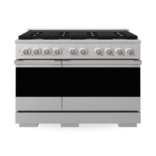 ZLINE 48 in. 6.7 cu. ft. Marino Double Oven Gas Range with 8 Burner Cooktop in Satin Stainless Steel (MGRS-48)