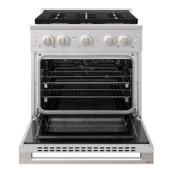 ZLINE 30 in. 4.2 cu. ft. Marino Gas Range with Convection Gas Oven in Satin Stainless Steel with 4 Brass Burners (MGRS-BR-30)