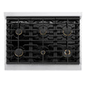 ZLINE 36 in. 5.2 cu. ft. Marino Gas Range with Convection Gas Oven in Satin Stainless Steel with 6 Brass Burners (MGRS-BR-36)
