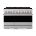 ZLINE 48 in. 6.7 cu. ft. Marino Double Oven Gas Range in Satin Stainless Steel with 8 Brass Burners (MGRS-BR-48)