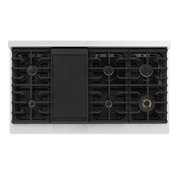 ZLINE 48 in. 6.7 cu. ft. Marino Double Oven Gas Range in Satin Stainless Steel with 8 Brass Burners (MGRS-BR-48)