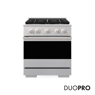 ZLINE 30 in. 4.2 cu. ft. Marino Gas Range with 4 Burner DuoPro™ Cooktop and Convection Gas Oven in Satin Stainless Steel (PMGRS-30)