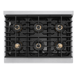 ZLINE 36 in. 5.2 cu. ft. Marino Gas Range with 6 Burner DuoPro™ Cooktop and Convection Gas Oven in Satin Stainless Steel (PMGRS-36)