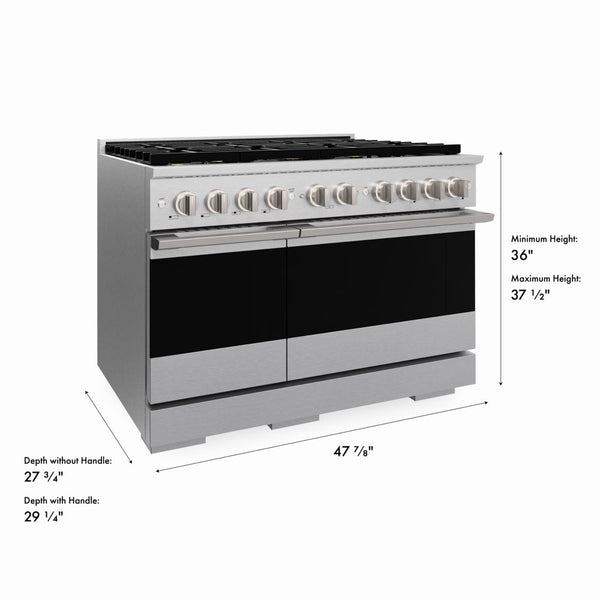 ZLINE 48 in. 6.7 cu. ft. Marino Gas Range with 8 Burner DuoPro™ Cooktop and Dual Ovens in Satin Stainless Steel (PMGRS-48)