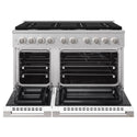 ZLINE 48 in. 6.7 cu. ft. Marino Double Oven Dual Fuel Range with 8 Burner Gas Cooktop in Satin Stainless Steel with White Matte Doors (MDRS-WM-48)