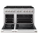 ZLINE 48 in. 6.7 cu. ft. Marino Double Oven Gas Range with 8 Burner Cooktop in Satin Stainless Steel with White Matte Doors (MGRS-WM-48)
