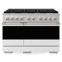 ZLINE 48 in. 6.7 cu. ft. Marino Double Oven Gas Range with 8 Burner Cooktop in Satin Stainless Steel with White Matte Doors (MGRS-WM-48)