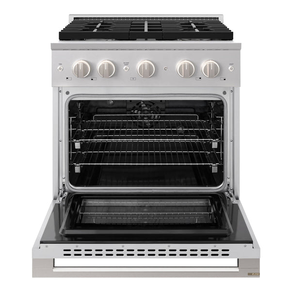 ZLINE 30 in. 4.2 cu. ft. Marino Dual Fuel Range with Gas Cooktop and Electric Convection Oven in Stainless Steel with 4 Brass Burners (MDR-BR-30)