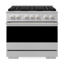 ZLINE 36 in. 5.2 cu. ft. Marino Dual Fuel Range with Gas Cooktop and Electric Convection Oven in Stainless Steel with 6 Brass Burners (MDR-BR-36)