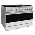 ZLINE 48 in. 6.7 cu. ft. Marino Double Oven Dual Fuel Range with 8 Burner Gas Cooktop in Stainless Steel with White Matte Doors (MDR-WM-48)