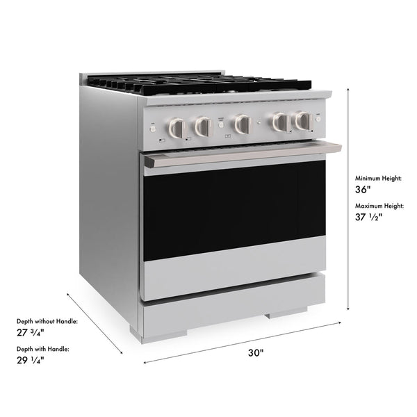 ZLINE 30 in. 4.2 cu. ft. Marino Dual Fuel Range with 4 Burner Gas Cooktop and Electric Convection Oven in Stainless Steel (MDR30)
