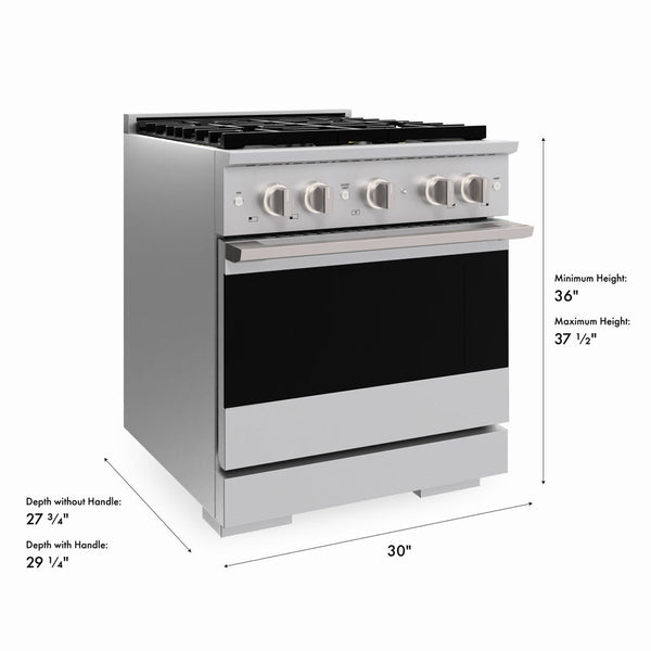 ZLINE 30 in. 4.2 cu. ft. Marino Dual Fuel Range with 4 Burner DuoPro™ Cooktop and Electric Convection Oven in Stainless Steel (PMDR30)