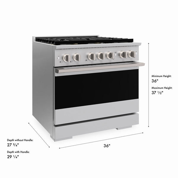 ZLINE 36 in. 5.2 cu. ft. Marino Dual Fuel Range with 6 Burner DuoPro™ Cooktop and Electric Convection Oven in Stainless Steel (PMDR36)