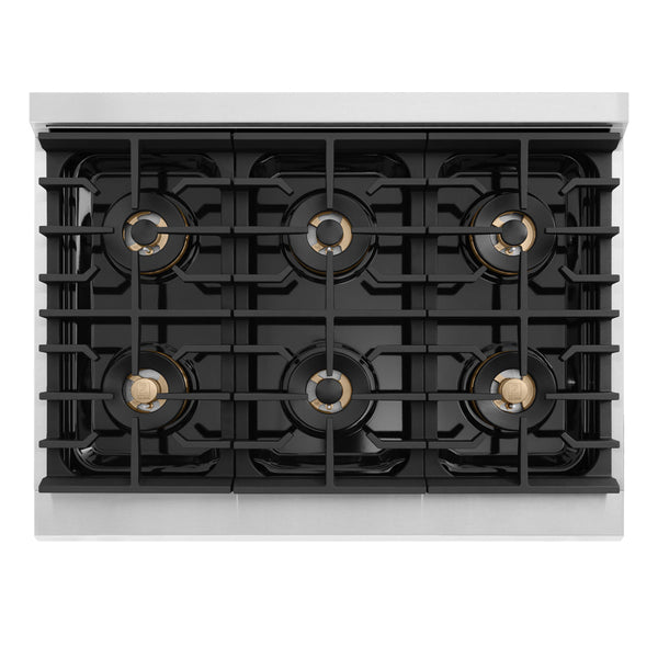 ZLINE 36 in. 5.2 cu. ft. Marino Dual Fuel Range with 6 Burner DuoPro™ Cooktop and Electric Convection Oven in Stainless Steel (PMDR36)