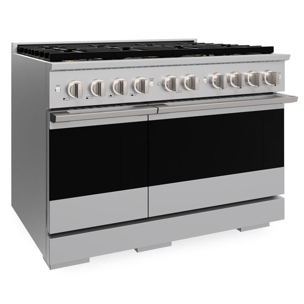 ZLINE 48 in. 6.7 cu. ft. Marino Dual Fuel Range with 8 Burner DuoPro™ Cooktop and Dual Ovens in Stainless Steel (PMDR48)