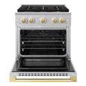 ZLINE Autograph Edition 30 in. 4.2 cu. ft. Marino Dual Fuel Range with 4 Burner DuoPro™ Cooktop and Electric Convection Oven in Stainless Steel with Polished Gold Accents (PMDRZ-30-G)