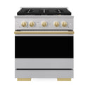 ZLINE Autograph Edition 30 in. 4.2 cu. ft. Marino Dual Fuel Range with 4 Burner DuoPro™ Cooktop and Electric Convection Oven in Stainless Steel with Polished Gold Accents (PMDRZ-30-G)
