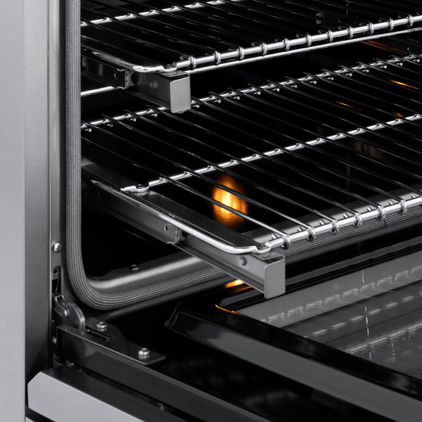 ZLINE Autograph Edition 36 in. 5.2 cu. ft. Marino Dual Fuel Range with 6 Burner DuoPro™ Cooktop and Electric Convection Oven in Stainless Steel and Polished Gold Accents (PMDRZ-36-G)