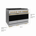 ZLINE Autograph Edition 48 in. 6.7 cu. ft. Marino Dual Fuel Range with 8 Burner DuoPro™ Cooktop and Dual Ovens in Stainless Steel and Polished Gold Accents (PMDRZ-48-G)