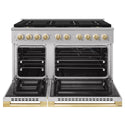 ZLINE Autograph Edition 48 in. 6.7 cu. ft. Marino Dual Fuel Range with 8 Burner DuoPro™ Cooktop and Dual Ovens in Stainless Steel and Polished Gold Accents (PMDRZ-48-G)