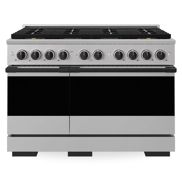 ZLINE Autograph Edition 48 in. 6.7 cu. ft. Marino Dual Fuel Range with 8 Burner DuoPro™ Cooktop and Dual Ovens in Stainless Steel and Matte Black Accents (PMDRZ-48-MB)