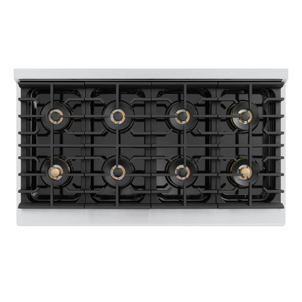 ZLINE Autograph Edition 48 in. 6.7 cu. ft. Marino Dual Fuel Range with 8 Burner DuoPro™ Cooktop and Dual Ovens in Stainless Steel and Matte Black Accents (PMDRZ-48-MB)