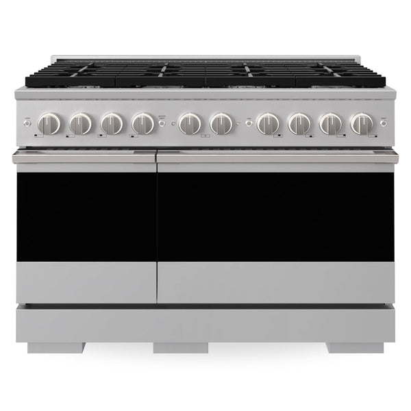 ZLINE 48 in. 6.7 cu. ft. Marino Double Oven Gas Range in Stainless Steel with 8 Brass Burners (MGR-BR-48)