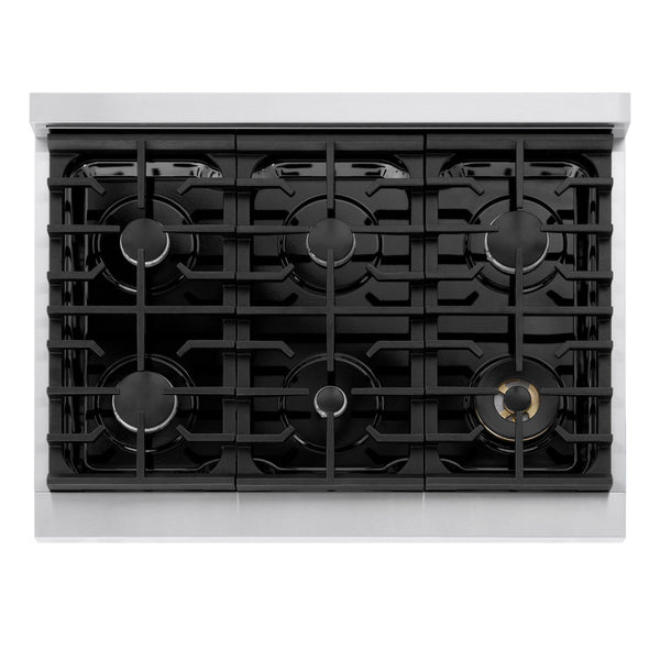 ZLINE 36 in. 5.2 cu. ft. Marino Gas Range with 6 Burner Cooktop and Convection Gas Oven in Stainless Steel with White Matte Door (MGR-WM-36)